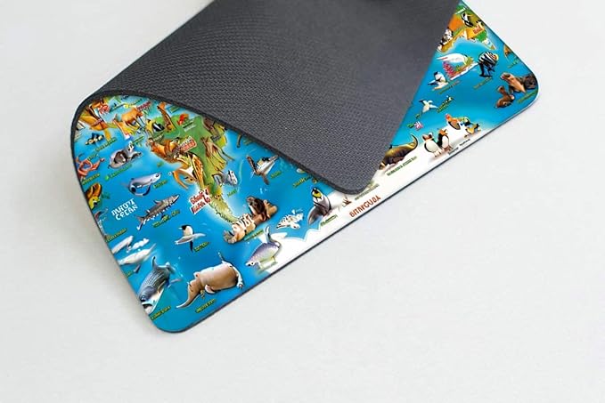 Square Mouse Pad World Animals,Gaming Mouse Pads for Desk,Soft Computer Waterproof Non-Slip Mouse Mat