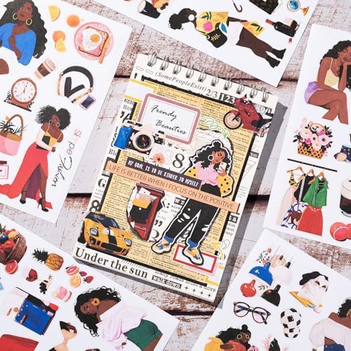 YagCu Journaling Sticker, Black Women Scrapbook Stickers, Junk Journal Supplies, Pre-Cut Aesthetic Scrapbooking for Adults, Collage Decorative Ephemera Bullet Planner DIY Arts - Image 2