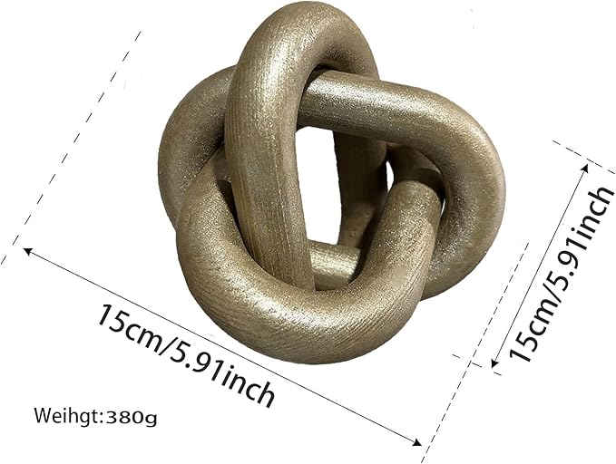 GUDAGUU Wood Knot Decor -Coffee Table Decor Shelf Decor Table Books Hand Carved Home Decoration Boho Country Rustic Modern Shabby Chic Style 3 Link Wooden Knot Chain Link Decor (Champagne)