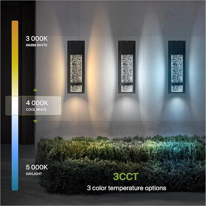 ASD LED 13" Bubble Glass Wall Light Fixture, Outdoor Dusk to Dawn Sconce | 3CCT, Waterproof, Photocell, ETL Listed | 12W 500LM 3000-5000K 120V | Exterior Lantern, Porch Lighting | Black, 4 Pack