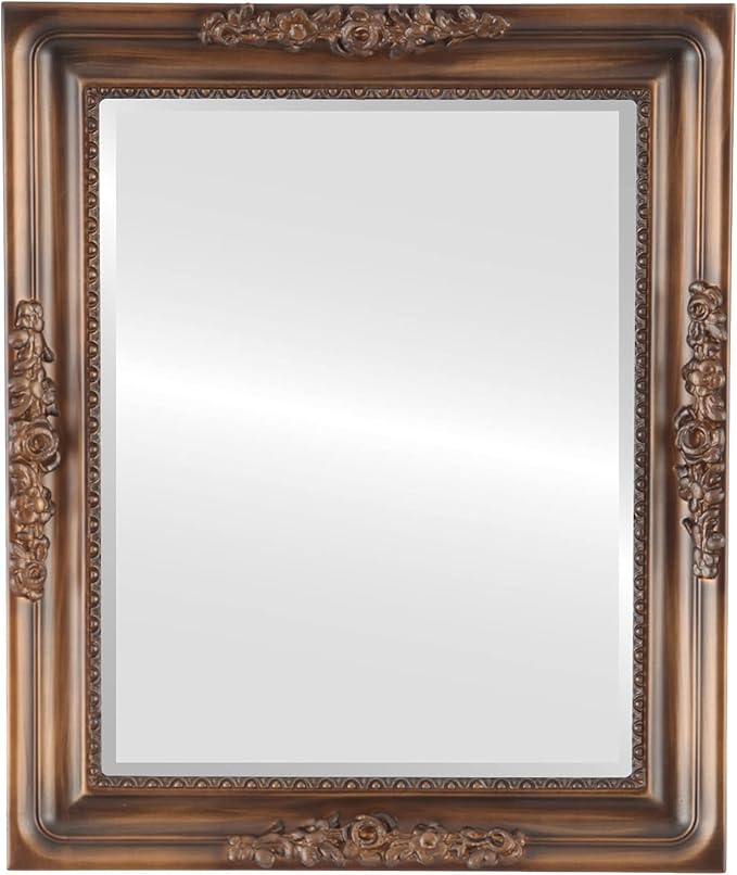 OVALCREST Rectangle Beveled Wall Mirror for Home Decor - Versailles Style - Sunset Gold - 22x28 Outside Dimensions