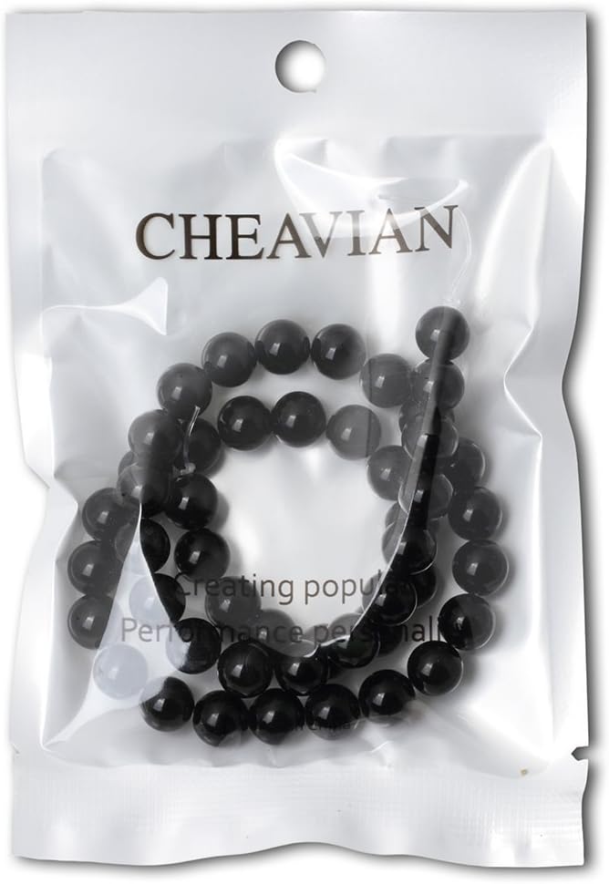 45PCS 8mm Natural Black Obsidian Gemstone Round Loose Beads Crystal Energy Stone Healing Power for DIY Jewelry Making 1 Strand 15"