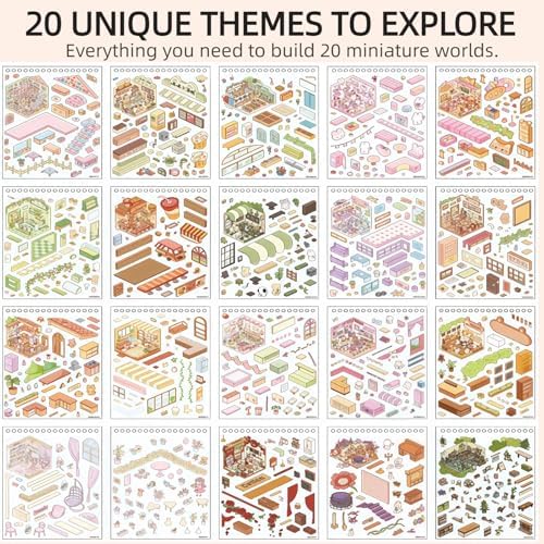 3D Miniature Room Sticker Book, Pink - Image 6