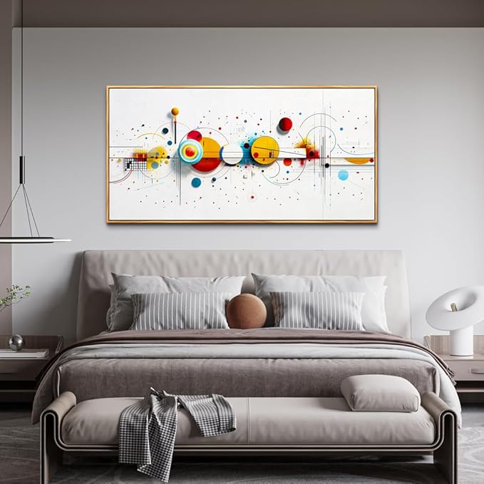 KELIYUAN Large Canvas Wall Decor For Living Room Wall Art For Bedroom Office Murals Abstract geometric drawing Artwork For Modern Stretched and Framed Beach Posters Home Decor Aesthetics 24"X48"