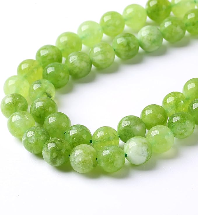 60pcs 6mm Natural Peridot Green Lace Jades Beads Round Loose Spacer Beads for Jewelry Making DIY Bracelets Crystal Energy Healing Power Stone 15 Inch (6mm, Green Peridot Jade)