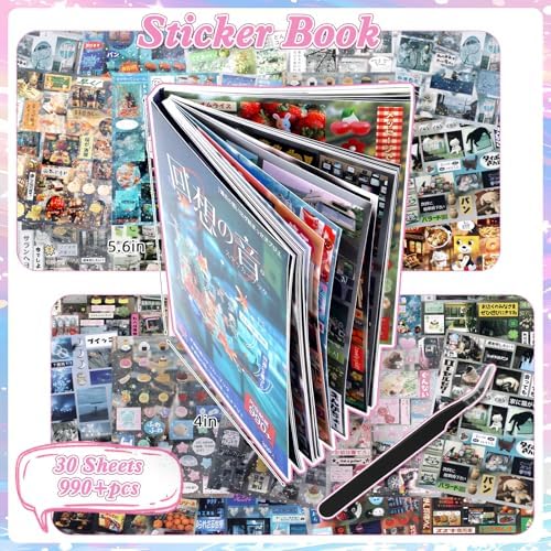 990Pcs Japanese Sticker Book for Journaling Adult, Cute Scrapbook Stickers - Image 3