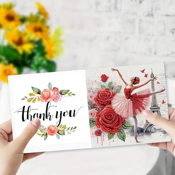 Ceitura 6Pcs DIY Diamond Art Painting Crafts Rhinestone Painting Greeting Card Making Kit Postcard for Holiday Christmas New Year Party Favors (Ballet Girl)