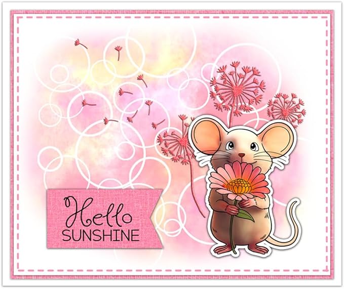Flower Mouse Mushroom Stamps and Cutting Dies for Card Making DIY Transparent Silicone Clear Stamp and Metal Die Cuts Sets for Scrapbooking Paper Greeting Cards Decor Seals Craft Supplies