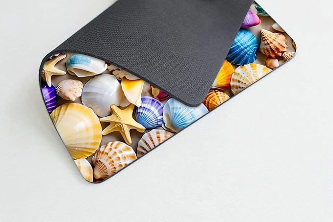 Square Mouse Pad Colorful Shells and Starfish,Gaming Mouse Pads for Desk,Soft Computer Waterproof Non-Slip Mouse Mat