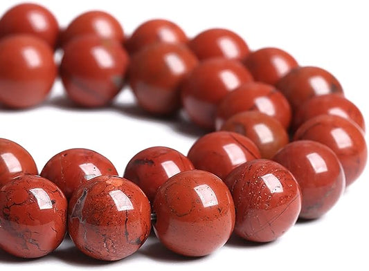 10MM 36PCS Natural Stone Chinese Red Jaspers Spacer Beads for Jewelry Making DIY Bracelet