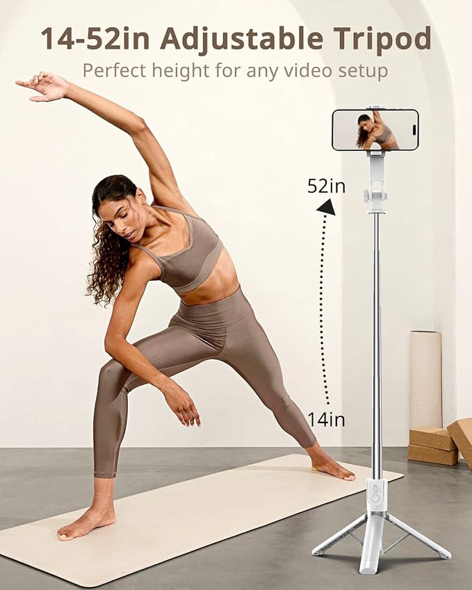 UBeesize Selfie Stick Tripod for iPhone and Android, 52'' Extendable Phone Tripod Stand with Remote, Portable Selfie Sticks with Phone Holder for Video Recording & Travel