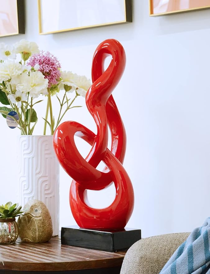 NENBOLEC Sculpture Music Note Decor Modern Statue Gifts Treble Clef Figurine Polyresin Arts Red 23 inch