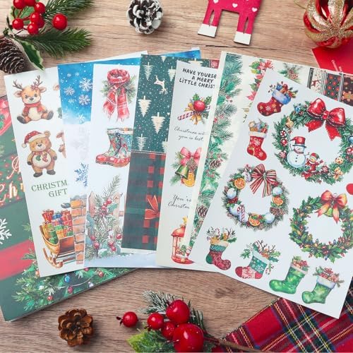Snycler Sticker Book - 20 Sheets Vintage PET Stickers for Scrapbooking, Junk Journaling, Ephemera, and Decorative Crafts-A Cozy Christmas - Image 4