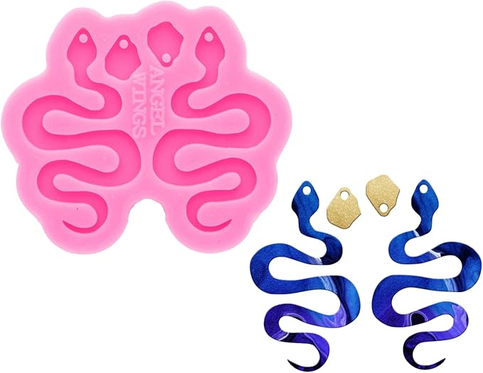 shining queen 103Pcs Snake Shape Resin Earring Mold Silicone Resin Jewelry Molds 3 Pair Epoxy Resin Casting Molds for Women Earring Crafts Including 100 Earring Accessories DIY Necklace Pendant