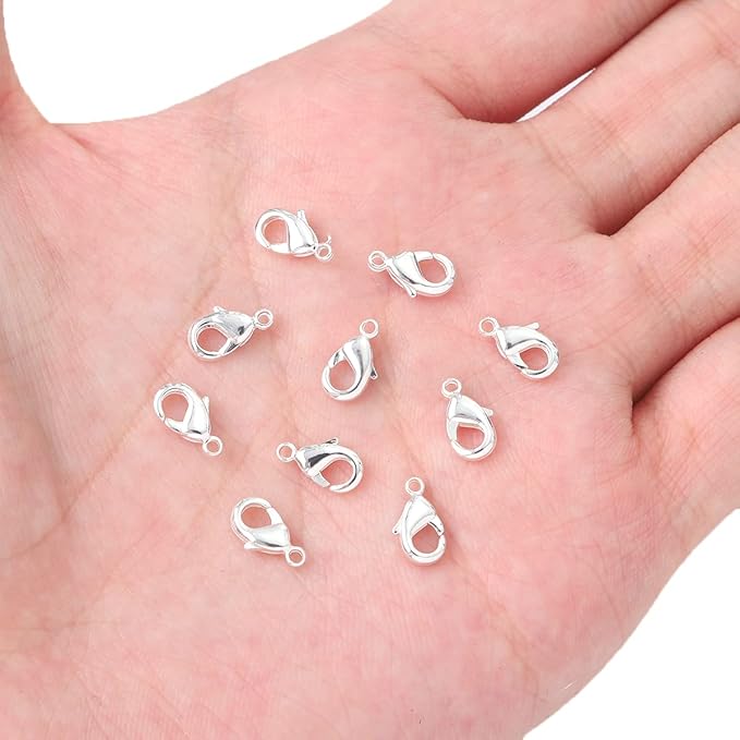Silver Plated Lobster Clasps Non Tarnish 10mm 20pcs for Jewelry Making Findings