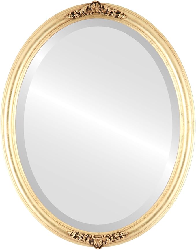 OVALCREST Oval Beveled Wall Mirror for Home Decor - Contessa Style - Gold Leaf - 26" x 22"