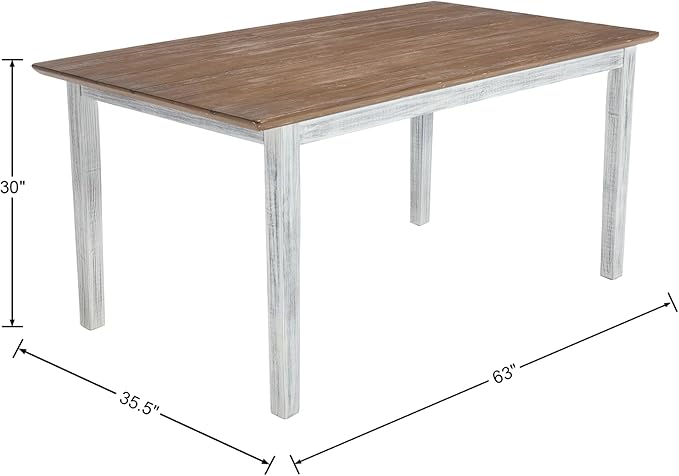 LZAREAL Farmhouse Dining Table for 4 6 Antiqued Solid Wood Dining Room Table Rectangular Color Blocking Kitchen Table for Dining Room Kitchen Restaurant, White and Walnut