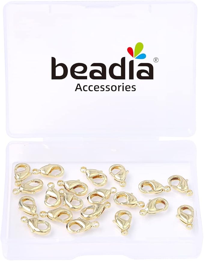 14K Gold Plated Lobster Clasps Non Tarnish 12mm 20pcs for Jewelry Making Findings