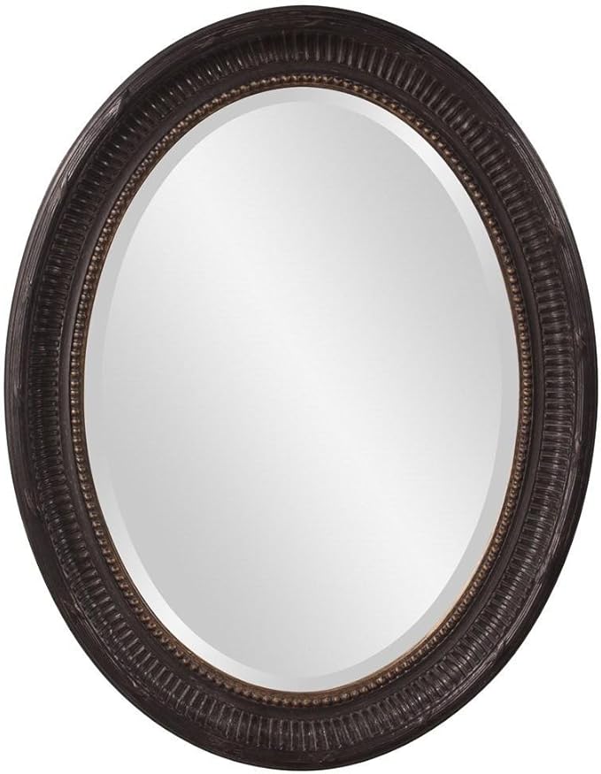 Howard Elliott Nero Oval Hanging Wall Or Vanity Mirror, Rustic Black, 26 x 34 Inch