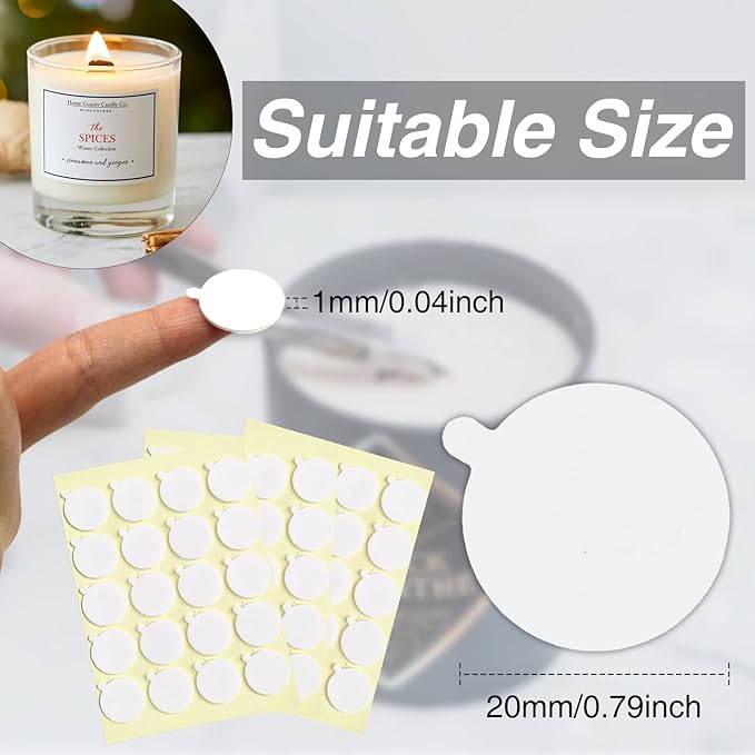 960Pcs Candle Making Wick Stickers, Heat Resistance Double-Sided Wick Stickers with The Little Tail, Adhere Steady in Hot Wax Stickers for Candle Making (Pack of 2)