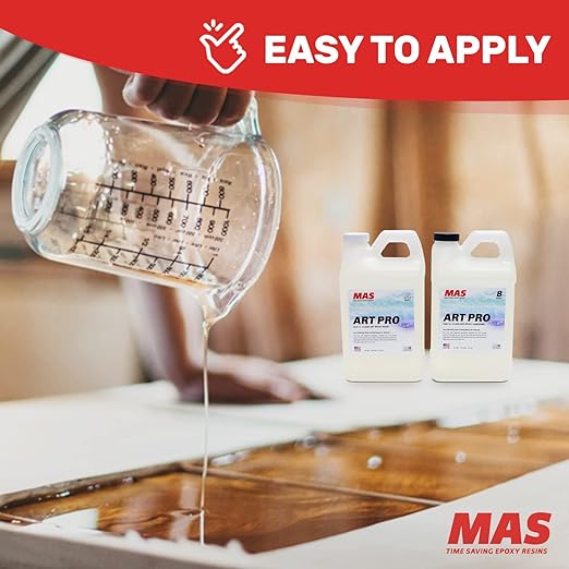 MAS Epoxies Art Pro Epoxy Clear Kit 1-Gallon (0.5-Gal Resin and 0.5-Gal Hardener) Low Viscosity and Enhanced UV Resistance, Ideal for Jewelry Making, Flower Preservation, and Other Resin Crafts