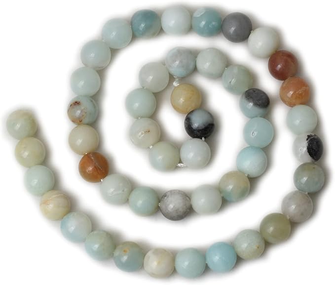 45PCS 8mm Natural Mix Color Amazonite Gemstone Round Loose Beads Stone Beads for Jewelry Making DIY 1 Strand 15"