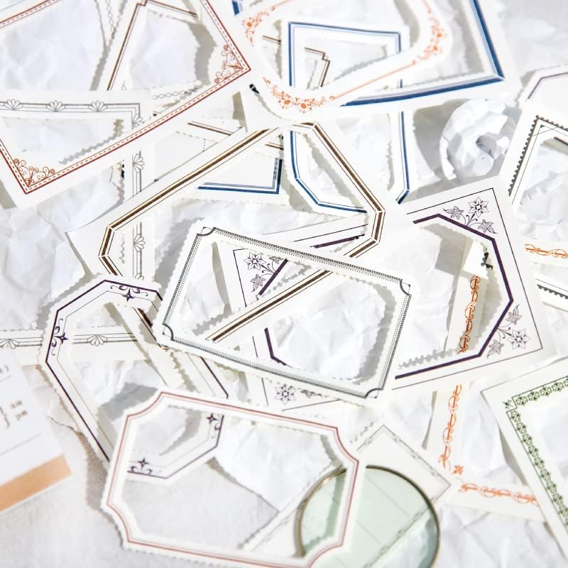 Alideco 400pcs Scrapbook Paper Vintage Simple Border Scrapbooking Paper for Journaling Supplies, Decorative Craft Paper for Junk Journals (fuguxushishi) - Image 3