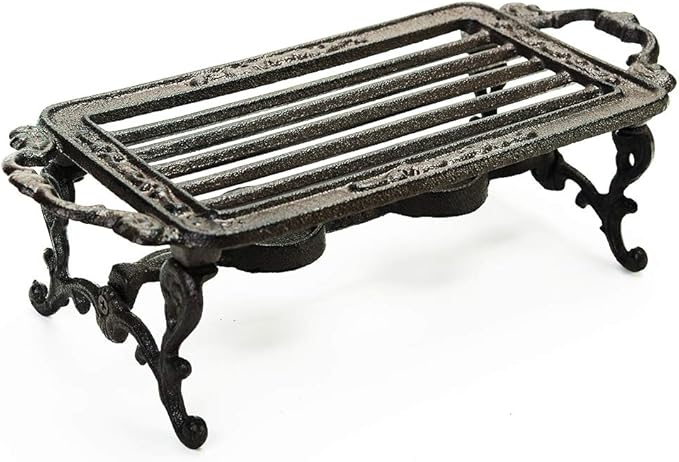 Sungmor Heavy Duty Cast Iron Teapot Dish Warmer Stable Holder for Tealight Stand | Tealight Warmer Decorative Stove for Villa Yard Balcony-Rectangle