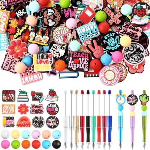 Humyoun 122 Pcs Beadable Pen DIY Kit with Silicone Beads, Cute Style by Humyoun