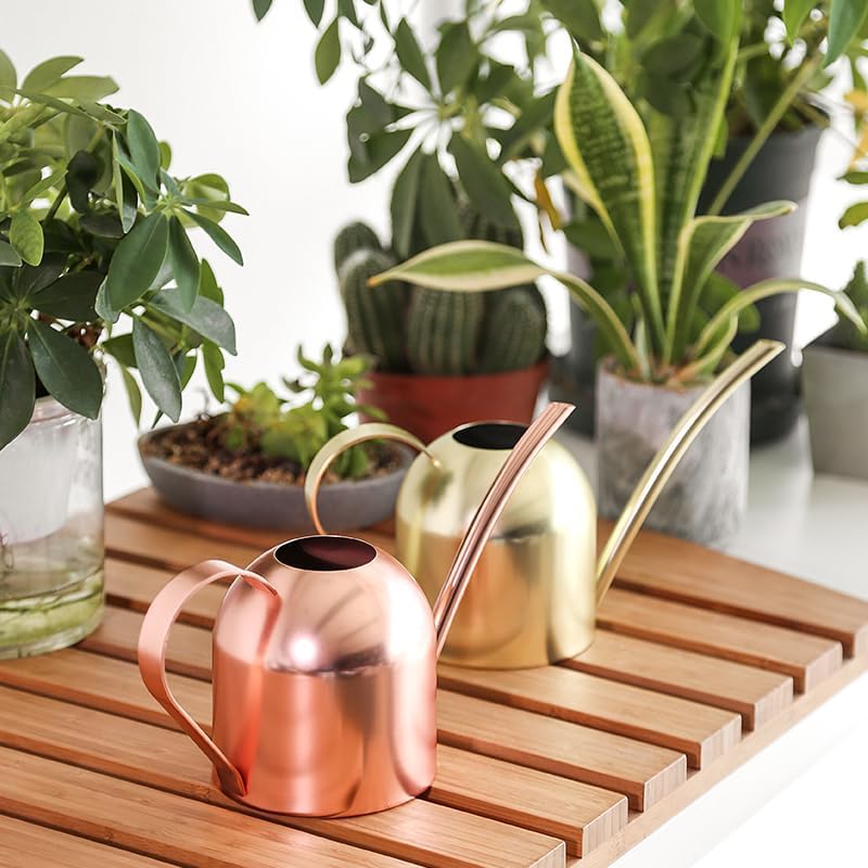 Gold Watering Can for Indoor Plants, 450ml/15oz Metal - Image 6