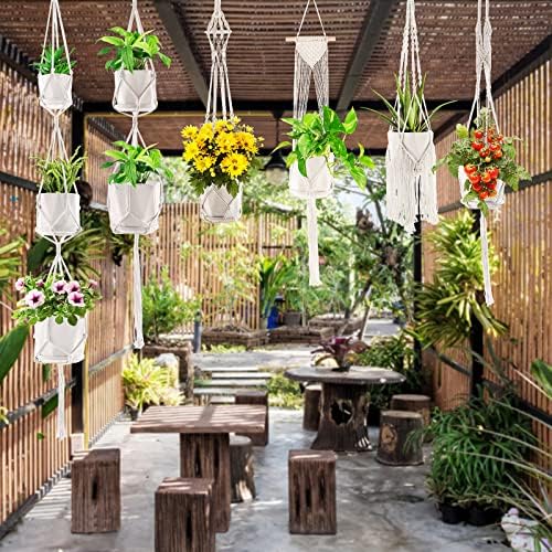SFENNGPET Macrame Plant Hangers, 6Pack Hanging Planters for Indoor Plants - Image 3