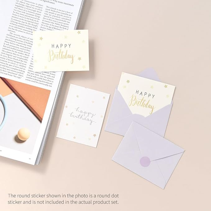 Monolike Day by Day Card, 107 Happy Birthday Sparkle - Mix 48 Mini Single cards, 24 envelopes Package