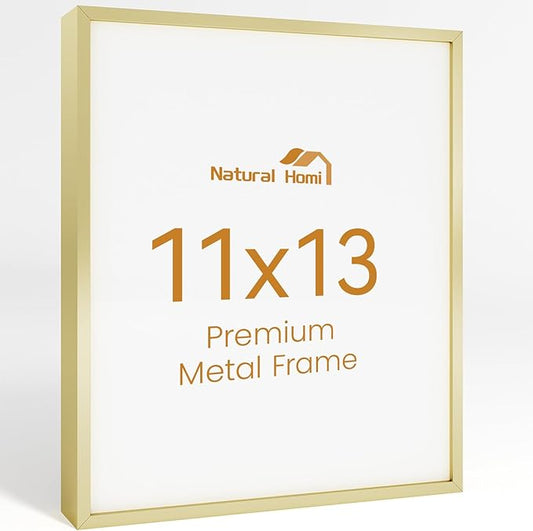 11x13 Aluminum Metal Picture Frame,Tempered Glass Gold Photo Frame 11x13 for Family Photo,Posters,Art,Document to Wall Mount Horizontally or Vertically