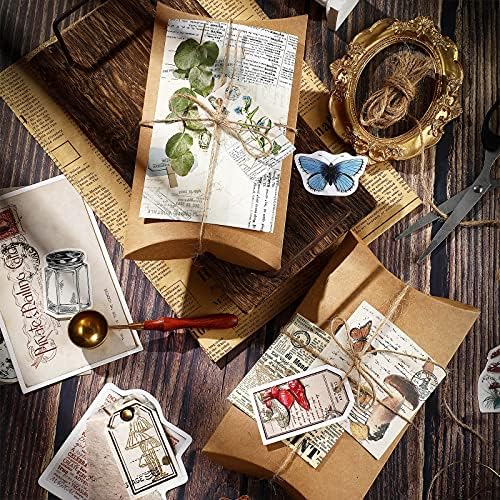 120 Pcs Vintage Aesthetic Scrapbook Kit Junk Journaling Supply with Retro Stamp Stickers,material Paper, Tag Card,hand Account Collage Card,pillow Box,twine Diary Supply Birthday Gift(Artsy Style) - Image 5