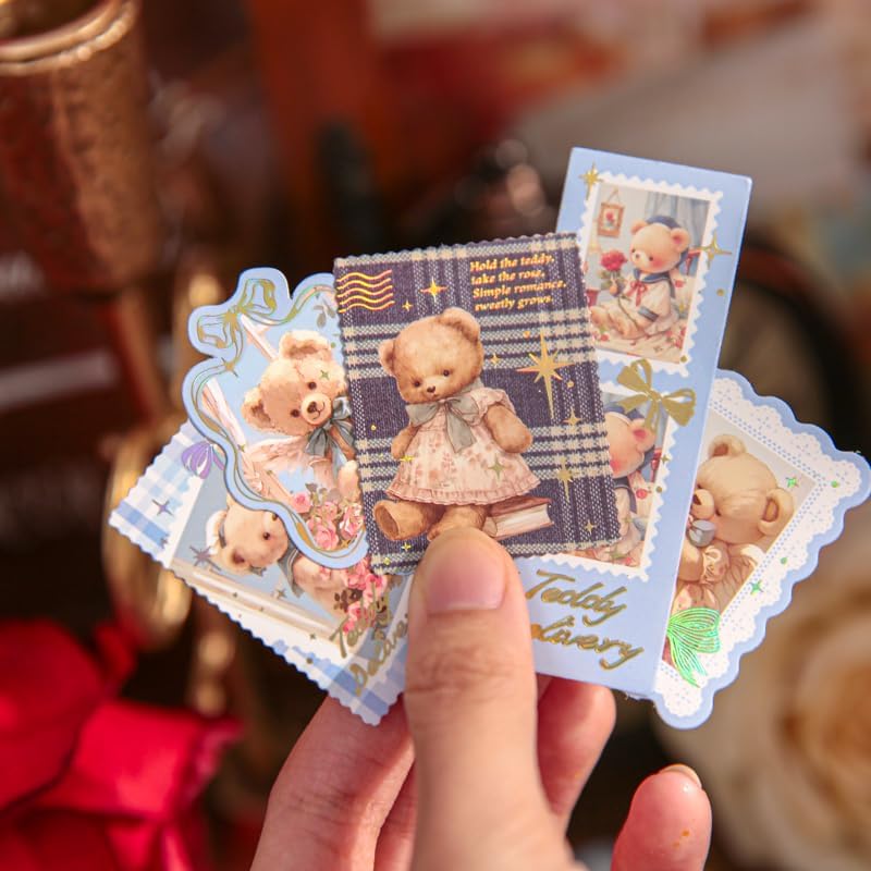 Alideco 120pcs Scrapbook Stickers Retro Cute Bear Scrapbooking Junk Journal Crafts Embelishment Decoration Stickers (xuyuanxiaoxiong) - Image 6