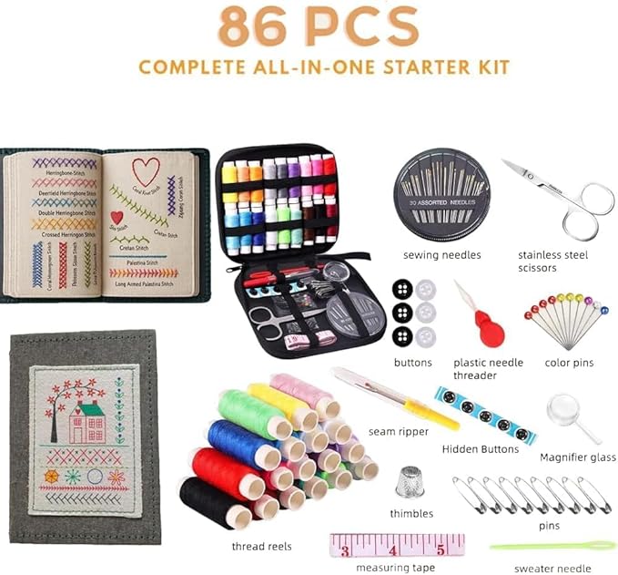 2026 New Embroidery Stitch Book Kit, Beginners Portable All Scenario Stitch Book, Comes with a Complete Toolkit and Instructional Tutorial, Embroidery Kit for Beginner & DIY Embroidery Craft Lovers