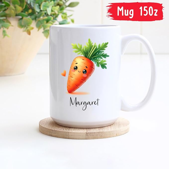 Custom Carrot Cups For Kids, Personalized Carrot Coffee Mug Cup Gift With Carrot Vegetable Lover Name, Carrot Travel Mugs, Novelty Carrot Ceramic Mug For Friends Coworkers, Teacup 11oz 15oz