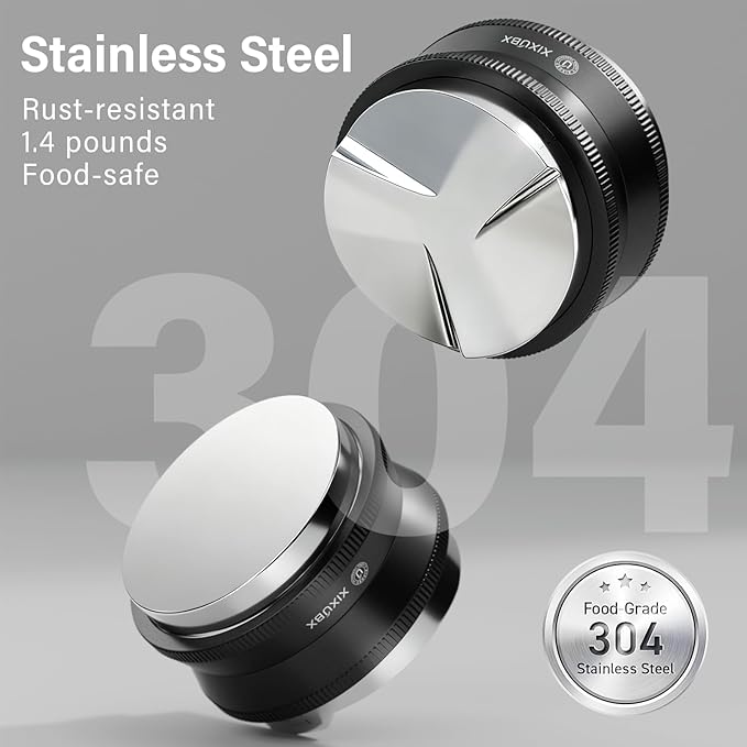 58mm Espresso Tamper, Coffee Distributor and Tamper 304 Stainless Steel Espresso Hand Tamper, Adjustable Depth Espresso Distribution Tool, Professional Espresso Leveler Barista Tools