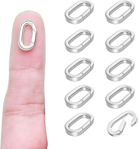 OHINGLT 10Pcs Carabiner Clip Pendant Clasps – Silver Necklace Clasp and Closures, Bracelet Charm Connector for Women