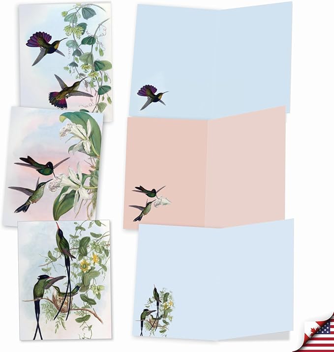 The Best Card Company - 20 Blank Notes with Envelopes - All Occasion Animal Assortment (10 Designs, 2 Each) - Humming Along AM9687OCB-B2x10