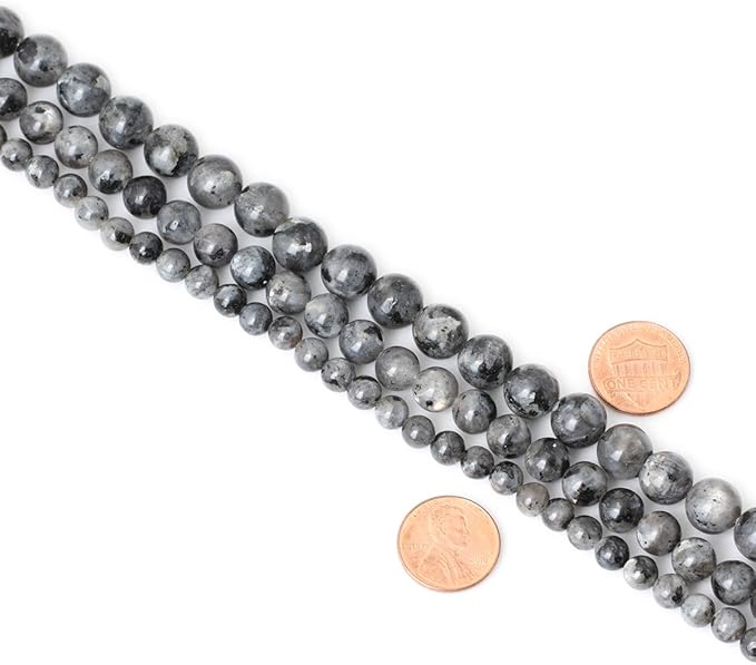 60PCS 6mm Natural Black Labradorite Gemstone Round Loose Beads Crystal Energy Stone for DIY Jewelry Making 1 Strand 15"