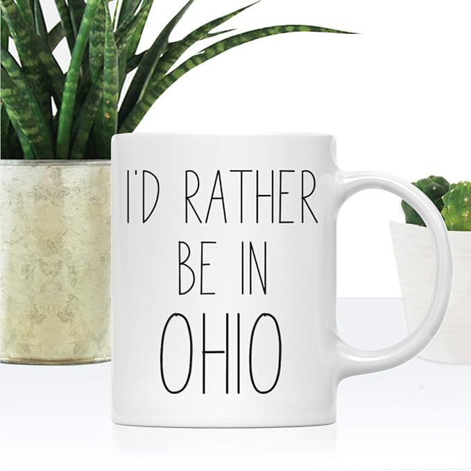 Andaz Press U.S. State 11oz. Coffee Mug Gift, I'd Rather Be in Ohio, 1-Pack, Long Distance College Going Away Study Abroad Birthday Christmas Gifts