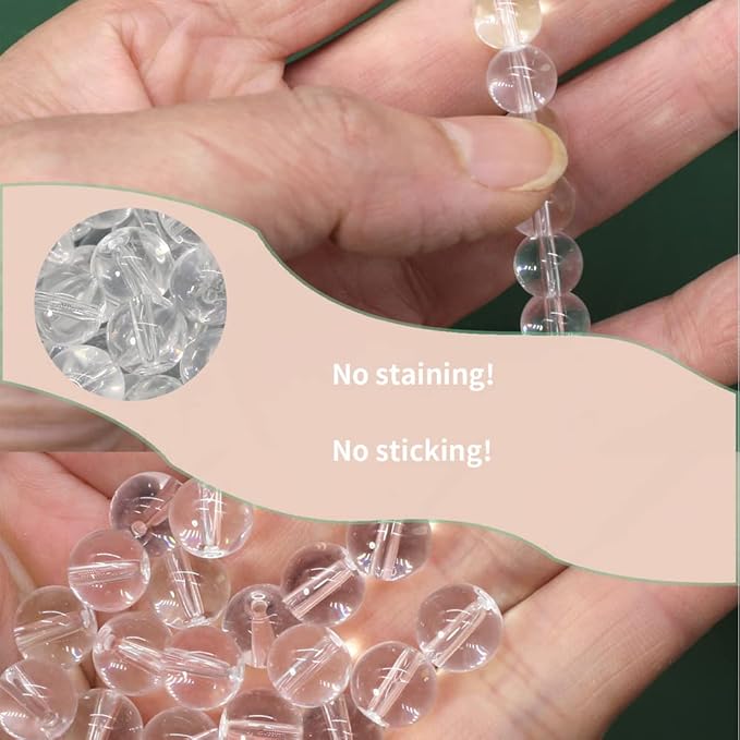 Pamir Tong 500PCS 8mm Clear White Glass Round Beads Bulk,Imitative Jade Beads Kit, Bracelet Space Loose Beads for Jewelry Making Earring, Necklaces, DIY Crafts & Gifts #352