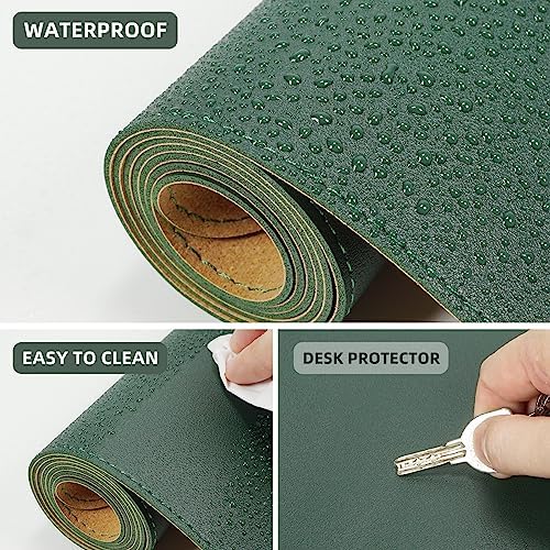 AFIING Cork Desk Mat 55" x 17", Dual-Sided Natural Cork & PU Leather Desk Pad, Non-Slip Waterproof Large Mouse Pad for Office, Home & Gaming (Dark Green) - Image 3