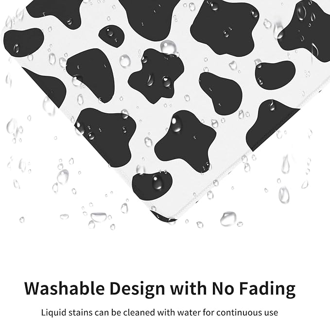 Seorsok Cow Pattern Mouse Pad,Mouse Mat Square Waterproof Mousepad Non-Slip Rubber Base Mouse Pads for Office Laptop,9.5"x7.8"x0.12" Inch Black&White