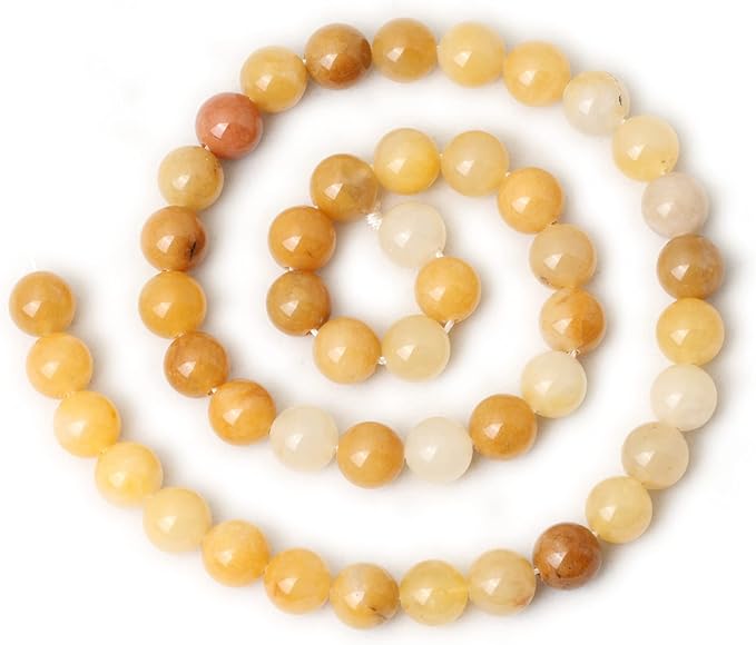 45PCS 8mm Natural Yellow Jade Multi-Color Gemstone Round Loose Beads for Jewelry Making DIY Handmade Materials 1 Strand 15"