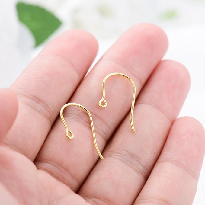 14K Real Gold Earring Hooks for Jewelry Making Fish Hooks 14K Yellow Gold Earring Findings for Earrings Jewelry Making(Style 5)