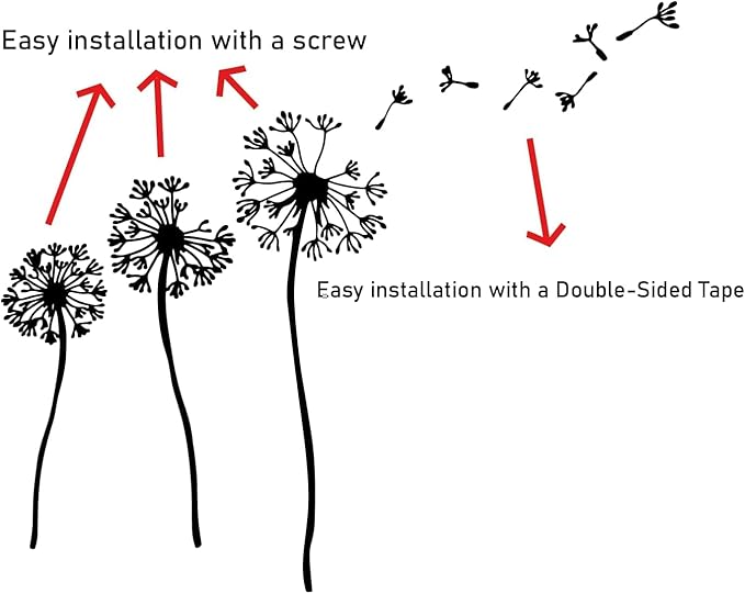 Metal Dandelion Wall Art, Modern Flower Wall Decor for Living Room & Bedroom, Nature Inspired Pusteblume Design, Unique Home Decoration & Housewarming Gift (Small)