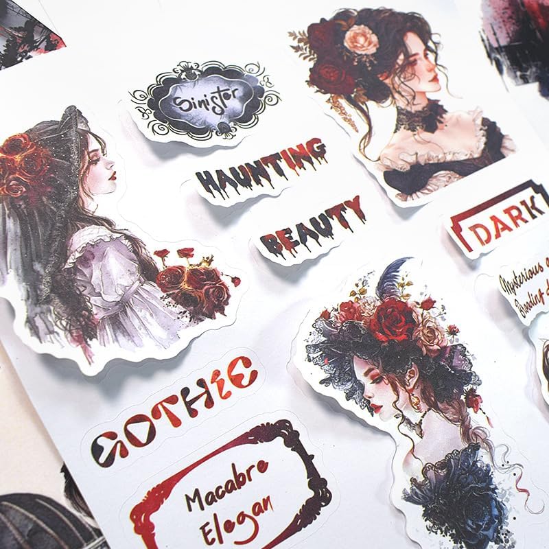 Alideco 20pcs Vintage Scrapbook Stickers Europe and The United States Figure Flowers Sticker Book for Adults Sticker journaling Stickers for Scrapbooking (xuesenvshi) - Image 5