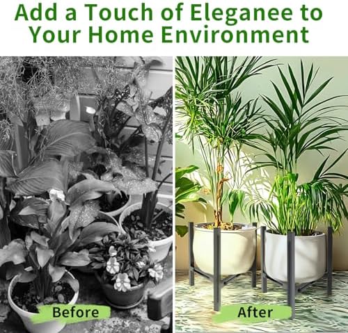 Airpark Plant Stand Indoor, Adjustable Metal Modern Plant Stands, Heavy Duty Stable Plant Pot Flower Holder Indoor Outdoor Corner, Fit 7 8 9 10 11 12 inch Pots, Black (Pot & Plant Not Included) - Image 5